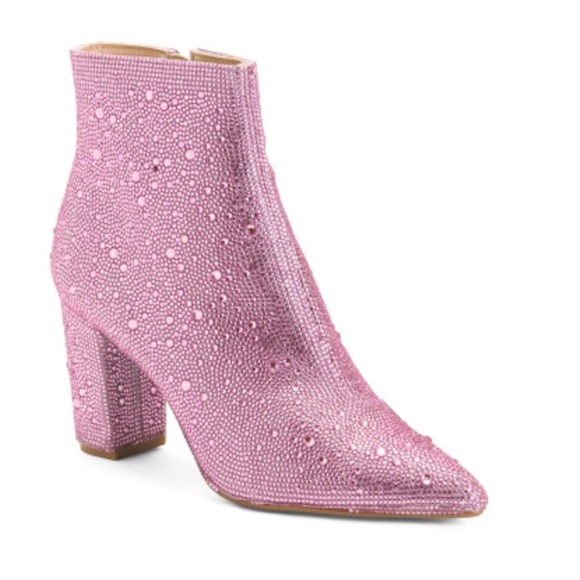 🦋🌙 BETSEY JOHNSON | Pink Rhinestone Ankle Booties - Picture 5 of 12